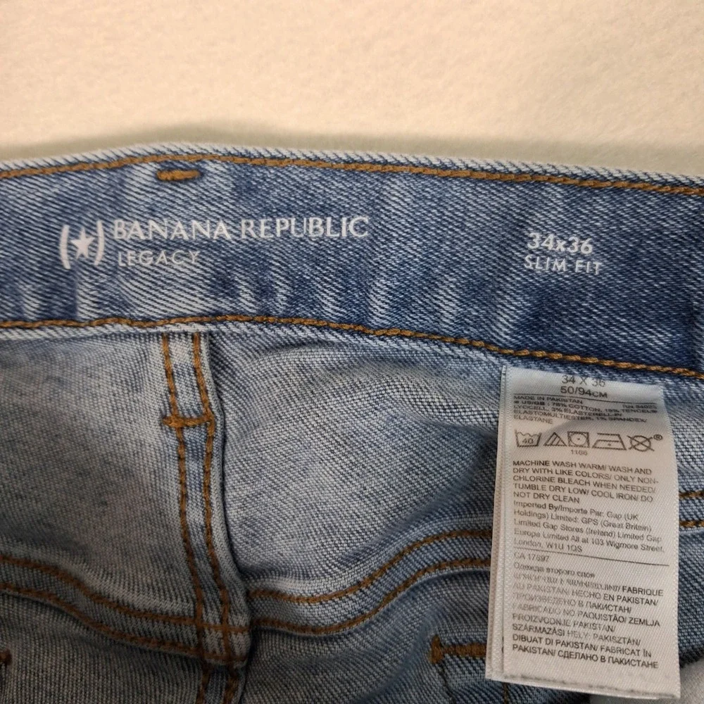 Banana Republic Legacy Jeans Mens 34x36 Blue Slim Fit Stretch Denim
